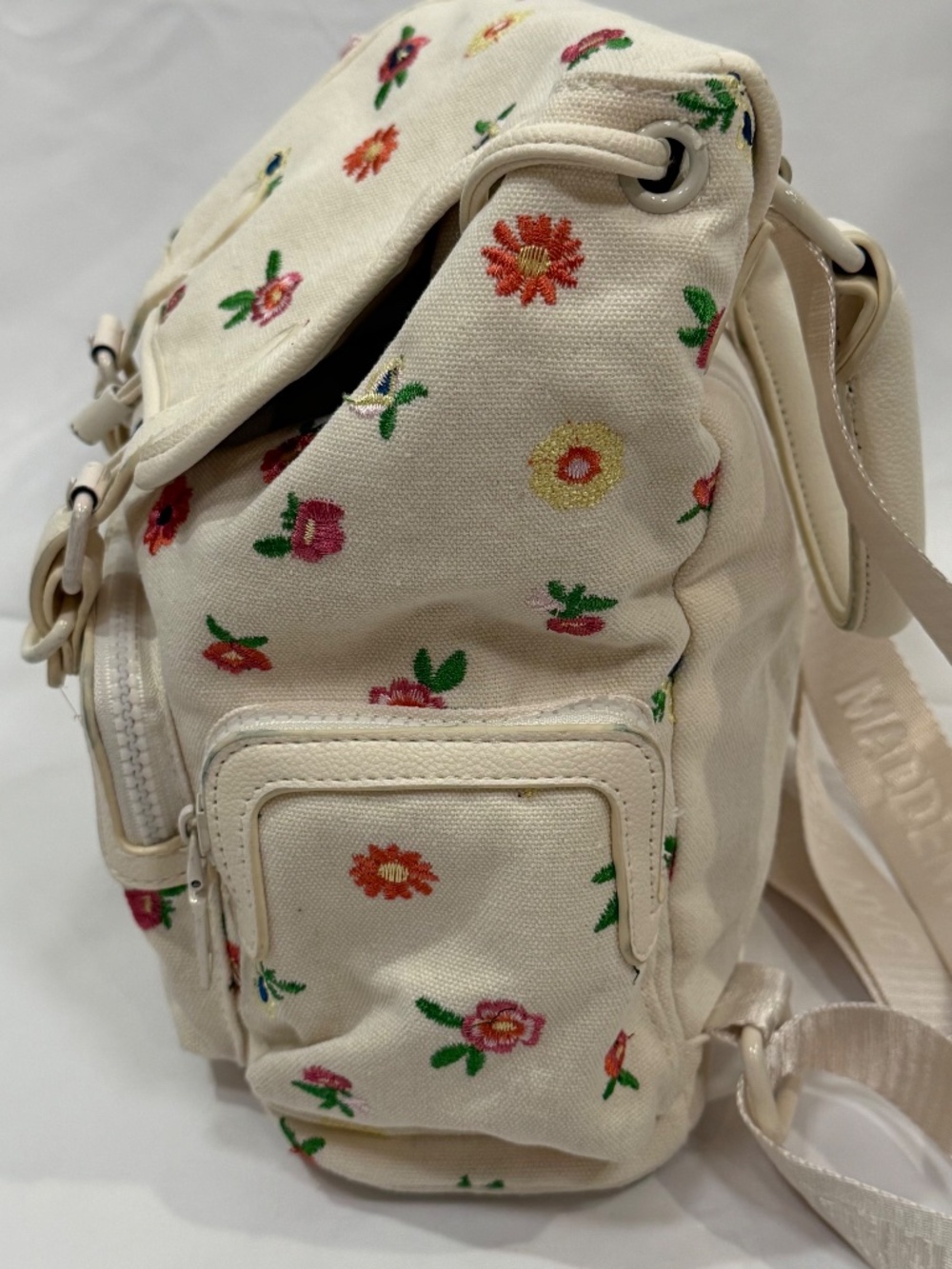 Madden NYC Floral Mini Backpack Floral Cream Canvas Cottagecore Y2K Bag - Picture 6 of 8